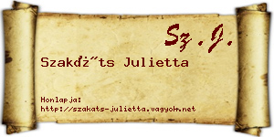 Szakáts Julietta névjegykártya